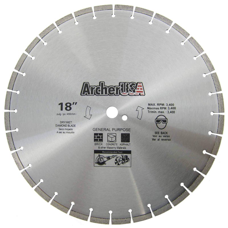 ArcherPro Archer Pro 18" in. General Purpose Diamond Saw Blades for Fast Cutting Concrete, Stone, Masonry, Pavers, Bricks, Blocks - Image 1